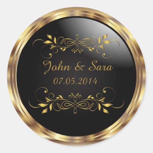 Beauful Golden Metallic Outline Ronde Sticker (Voorkant)