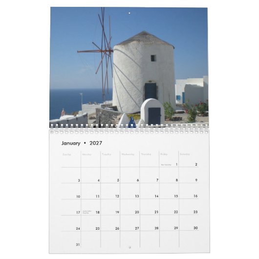 Beauful Greece Santorini Blue Zee White House Kalender (Jan 2027)