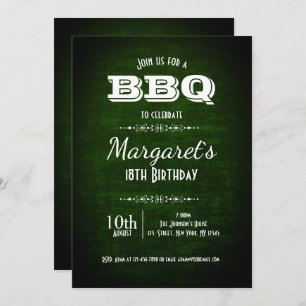 Beauful Green BBQ Birthday Party Invite Kaart