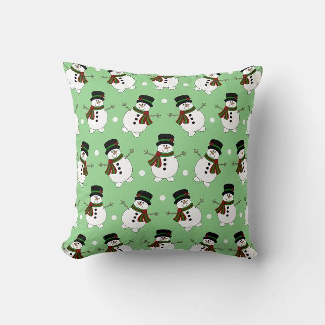 Beauful Green Snowman Pillow Kussen (Voorkant)