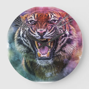 Beauful Growling Bengal Tiger Foto Grote Klok