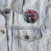 Beauful Growling Bengal Tiger Foto Ronde Button 5,7 Cm (In situ)