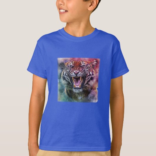 Beauful Growling Bengal Tiger Foto T-shirt (Voorkant)