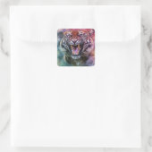 Beauful Growling Bengal Tiger Foto Vierkante Sticker (Tas)