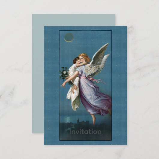 Beauful Guardian Angel Painting Invitation Kaart (Voorkant / Achterkant)