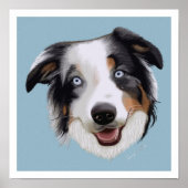 Beauful Hand Painted Australian Shepherd Poster (Voorkant)