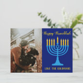 Beauful Hanukkah Blue en Gold Photo (Staand voorkant)