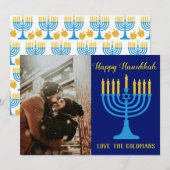 Beauful Hanukkah Blue en Gold Photo (Voorkant / Achterkant)
