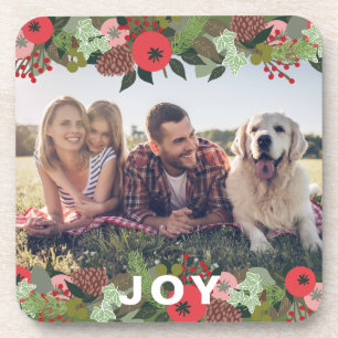 Beauful Holiday Botanical Joy Type Foto Bier Onderzetter