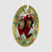 Beauful Holiday Wreath on Gold Foil Foto Ornament (voorkant)