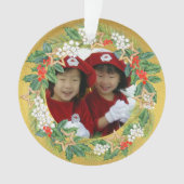 Beauful Holiday Wreath on Gold Foil Foto Ornament (voorkant)