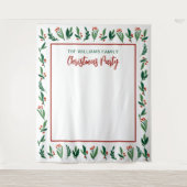 Beauful Holly Berry-kerstfeest Foto Booth Wandkleed (Voorkant)