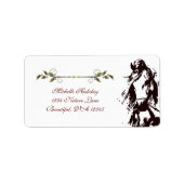 Beauful Horse and Holly Winter Holiday Address Etiket (Voorkant)