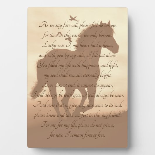 Beauful Horse Memorial Poem Fotoplaat (voorkant)
