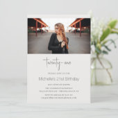 Beauful Horse Modern Script Foto 21st Birthday Kaart (Staand voorkant)