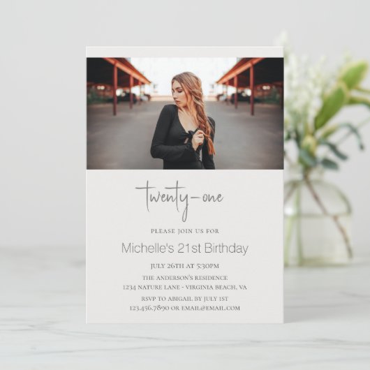 Beauful Horse Modern Script Foto 21st Birthday Kaart (Staand voorkant)