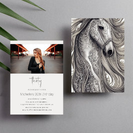 Beauful Horse Modern Script Foto 30th Birthday Kaart