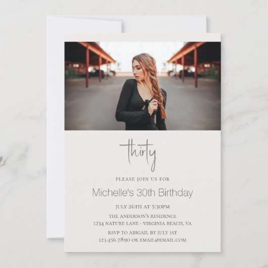 Beauful Horse Modern Script Foto 30th Birthday Kaart (Voorkant)