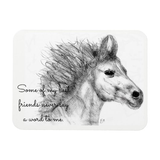 Beauful Horse Pencil Sketch Magnet Magneet (Horizontaal)