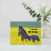 Beauful Horse Yellow Flowers Foto Birthday Briefkaart (Staand voorkant)