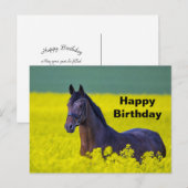 Beauful Horse Yellow Flowers Foto Birthday Briefkaart (Voorkant / Achterkant)