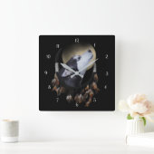 Beauful Husky Dog en Dream Catcher Vierkante Klok (Huis)