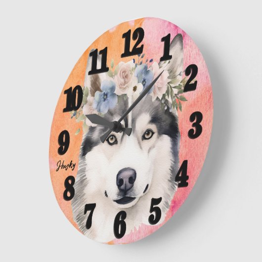 Beauful Husky Dog Grote Klok (Hoek)