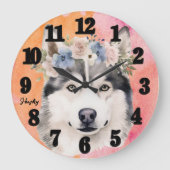 Beauful Husky Dog Grote Klok (Voorkant)