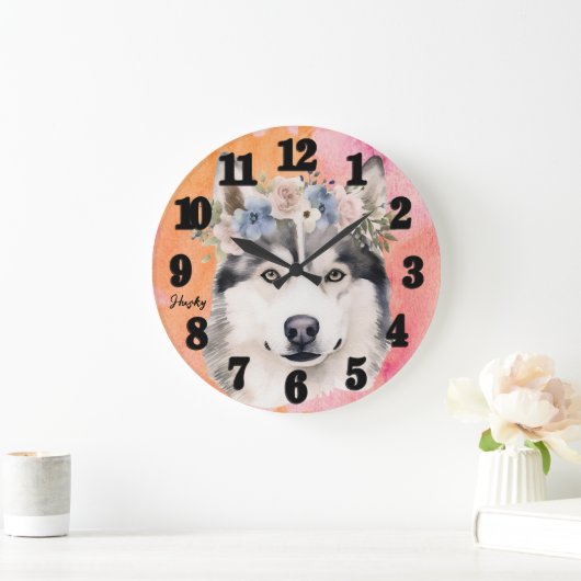 Beauful Husky Dog Grote Klok (Huis)
