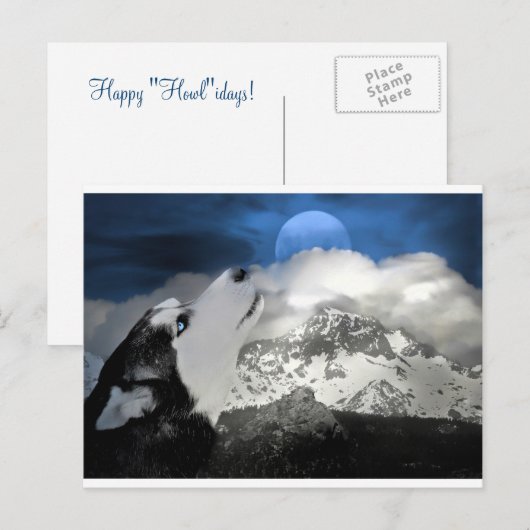 Beauful Husky Holiday Briefkaart (Voorkant / Achterkant)