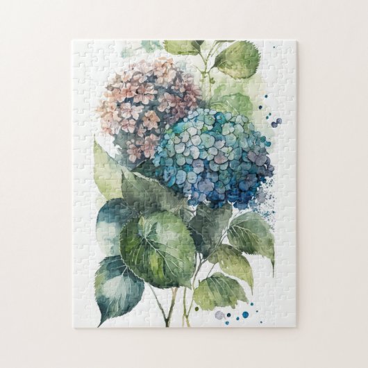 Beauful Hydrangeas-Waterverf Legpuzzel (Verticaal)