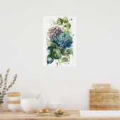 Beauful Hydrangeas-Waterverf Poster (Keuken)