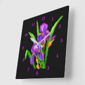 Beauful Iris Flowers Vierkante Klok (Hoek)