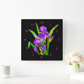 Beauful Iris Flowers Vierkante Klok (Huis)