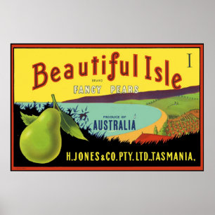 Beauful Isle Australian Pear Crate Label Poster