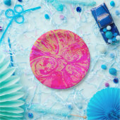 Beauful Jewel Toned Red & Fuchsia Pink Abstract Papieren Bordje (Feest)