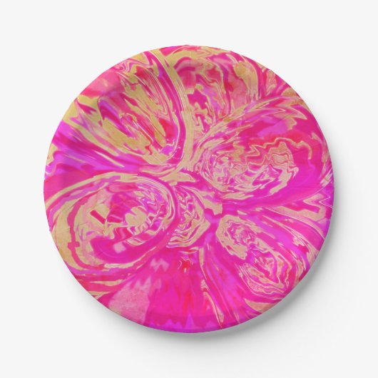 Beauful Jewel Toned Red & Fuchsia Pink Abstract Papieren Bordje (Voorkant)