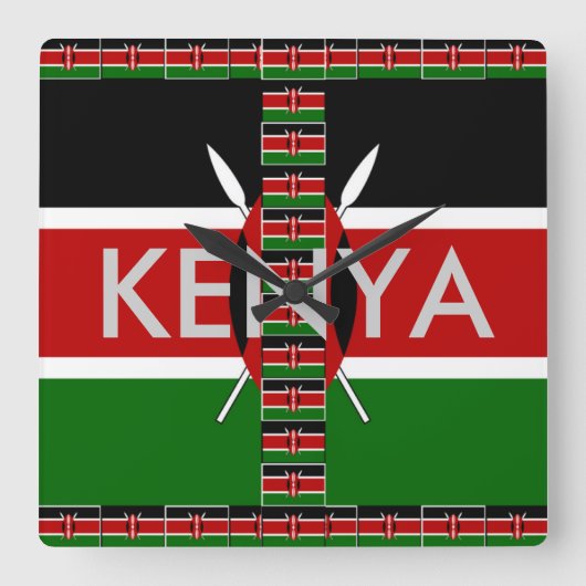 Beauful Kenya Seamless Flags border lijsten Vierkante Klok (Voorkant)