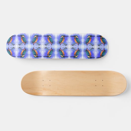 Beauful Kingfisher Bird - Migned Waterverf Persoonlijk Skateboard (Horizontaal)