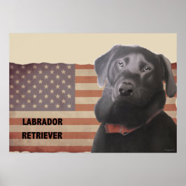 Beauful Labrador Retriever American Flag Poster