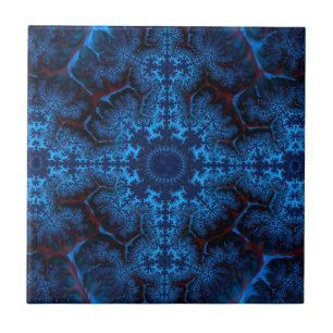 Beauful Lacy Blue Filigree Fractal Abstract Tegeltje
