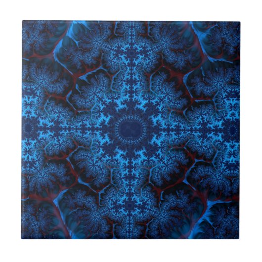 Beauful Lacy Blue Filigree Fractal Abstract Tegeltje (Voorkant)