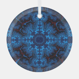 Beauful Lacy Blue Fractal Abstract Suncatcher Glas Ornament