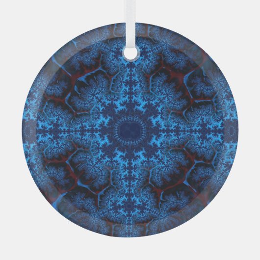 Beauful Lacy Blue Fractal Abstract Suncatcher Glas Ornament (Voorkant)