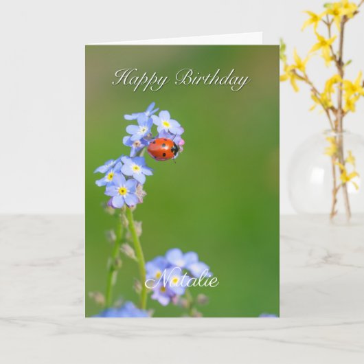 Beauful Ladybug Birthday Kaart (Gele Bloem)