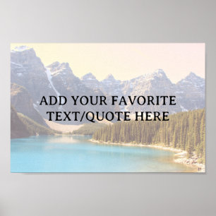 Beauful Lake Moraine & Mountains - aangepaste teks Poster