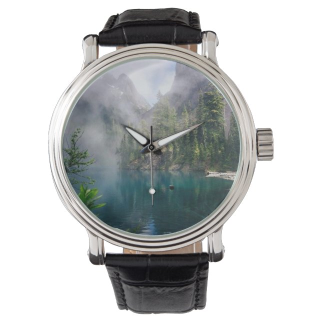 Beauful Lake Mountain Foto Wrist Watch Horloge (Voorkant)