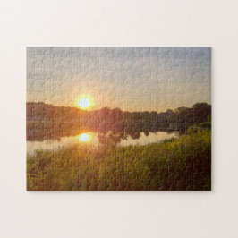Beauful Lake Photo Sunset Green Midwest Afbeelding Legpuzzel