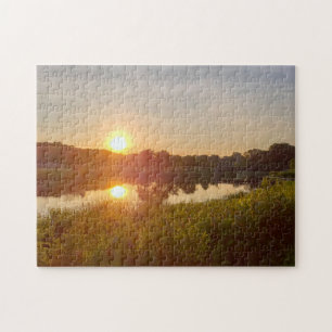 Beauful Lake Photo Sunset Green Midwest Afbeelding Legpuzzel