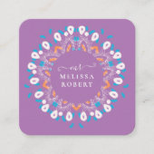 Beauful Lavander Paars Floral Mandala Marble Vierkante Visitekaartje (Voorkant)